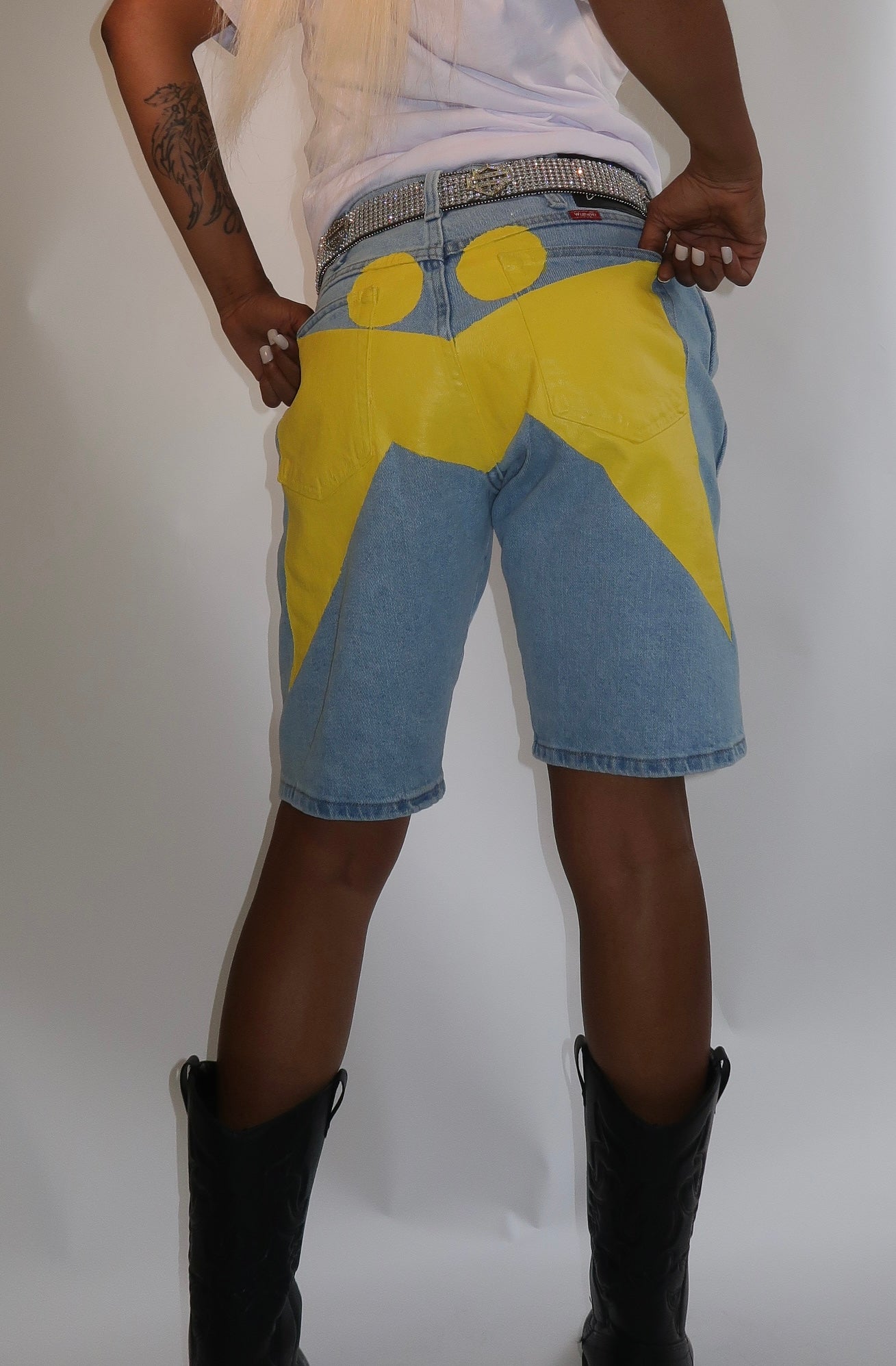 WIKID "BOLT YELLOW" JEAN SHORTS