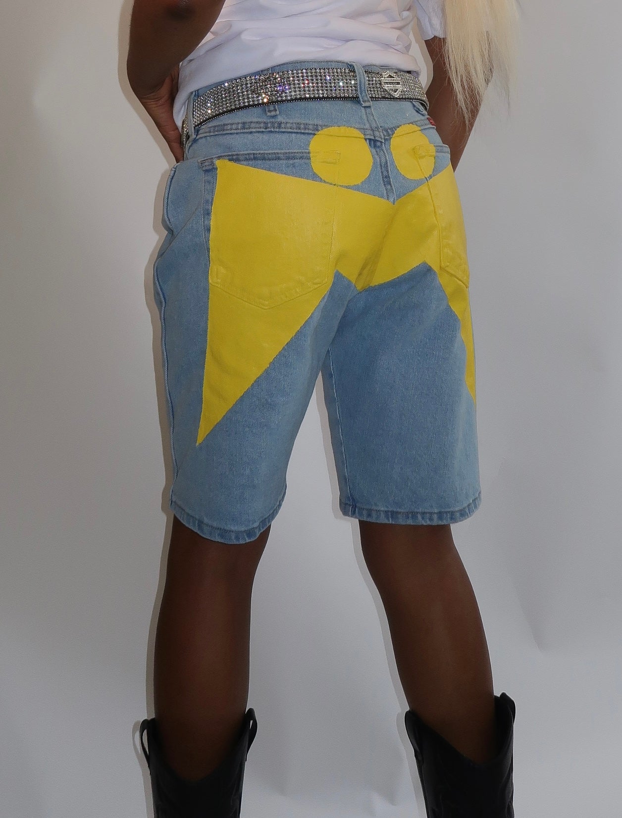 WIKID "BOLT YELLOW" JEAN SHORTS