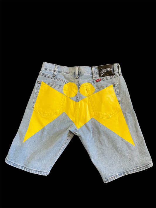 WIKID "BOLT YELLOW" JEAN SHORTS